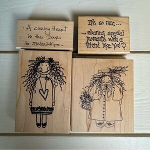 Charming Wooden Stamp Set with Heartwarming Designs